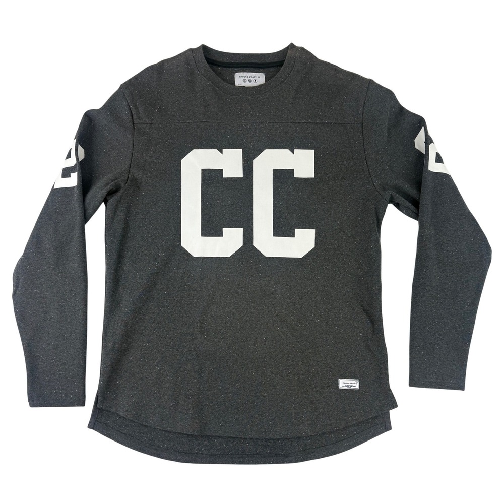 Crooks & Castles Jersey Shirt Mens Large Grey CC Graphic‎ Long Sleeve Streetwear